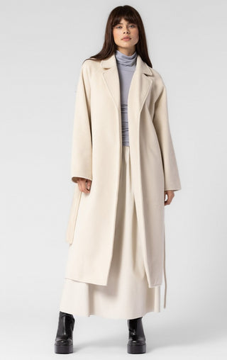 Off White Woven Oversized Cotton Belted Trench Coat