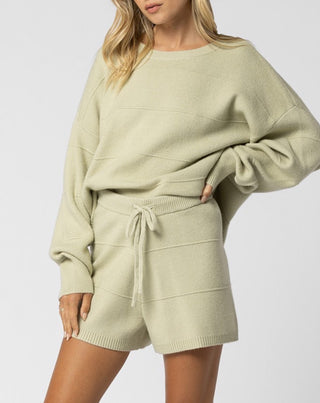 Sage Green Knit Sweater And Short Set
