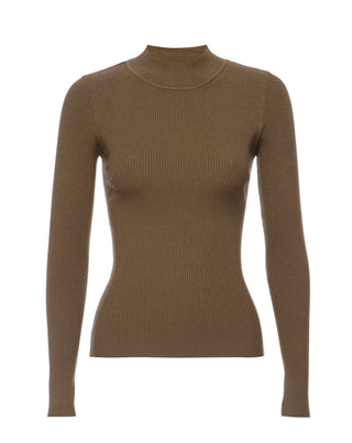 Brown Knitted Open Back Tie Detail Sweater